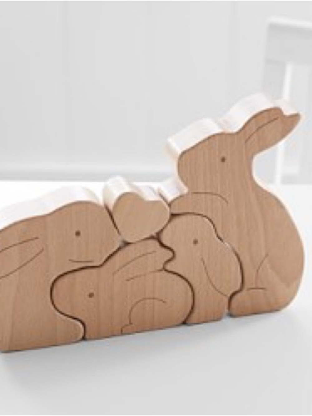 Pottery Barn Kids Wooden Bunny Family Puzzle - Natural Wood